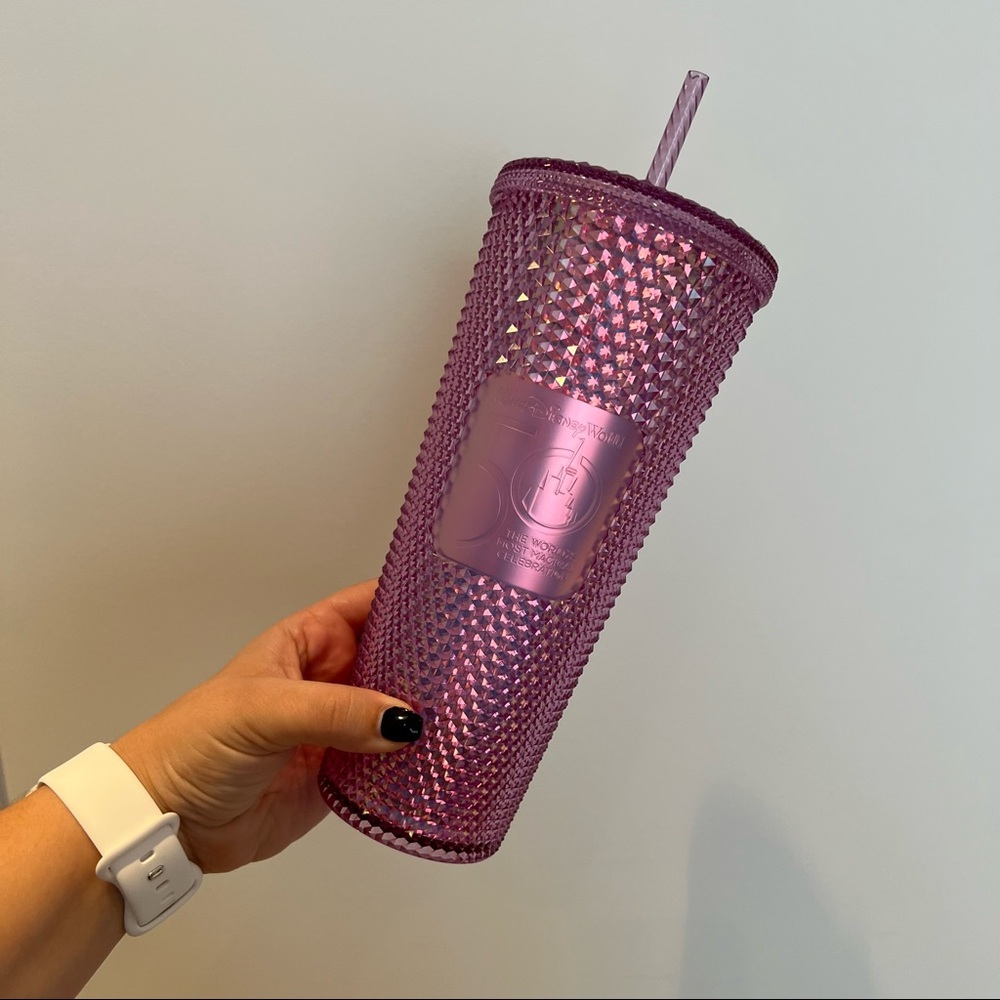 DISNEY 50TH ANNIVERSARY Pink Studded Starbucks Tumbler NWT